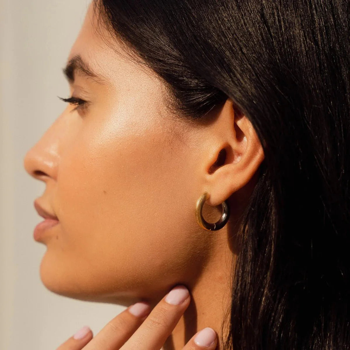 Contrast Hoop Earrings — 18K Gold-Plated