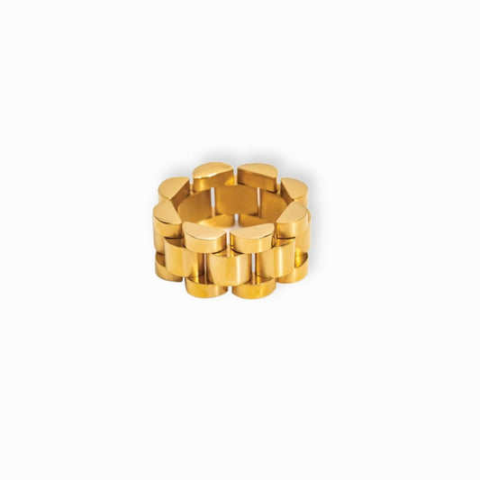 Beauty Wide Link Minimalist Ring — 18K Gold-Plated