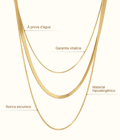 Celine Triple-Layer Snake Chain Necklace - 18K Gold-Plated