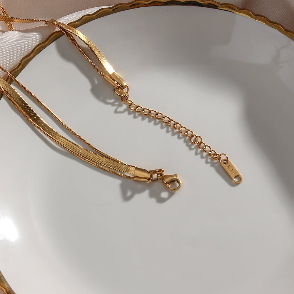 Celine Triple-Layer Snake Chain Necklace - 18K Gold-Plated