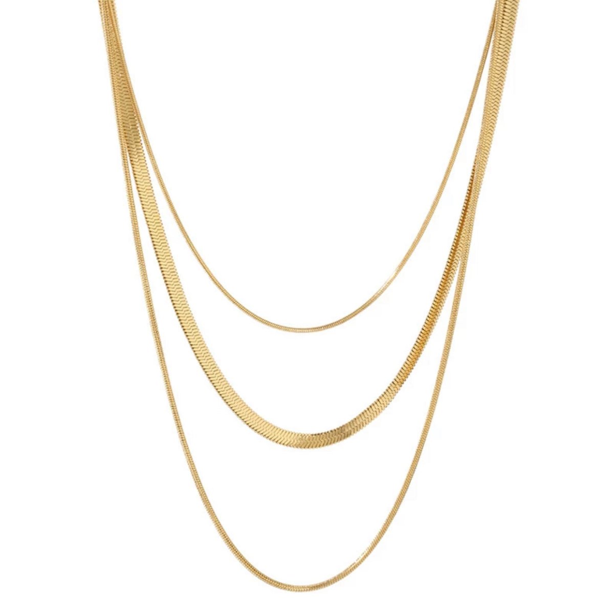 Celine Triple-Layer Snake Chain Necklace - 18K Gold-Plated
