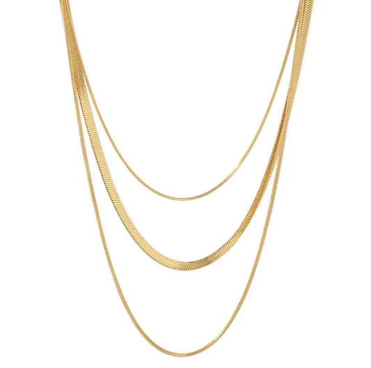 Celine Triple-Layer Snake Chain Necklace - 18K Gold-Plated
