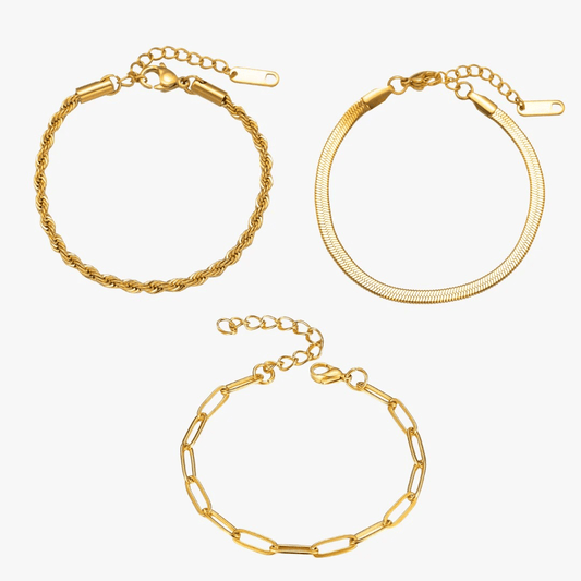 Essential 3-Piece Bracelet Set — 18K Gold-Plated