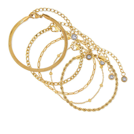 Glamour Zirconia Bracelet Set — 18K Gold-Plated
